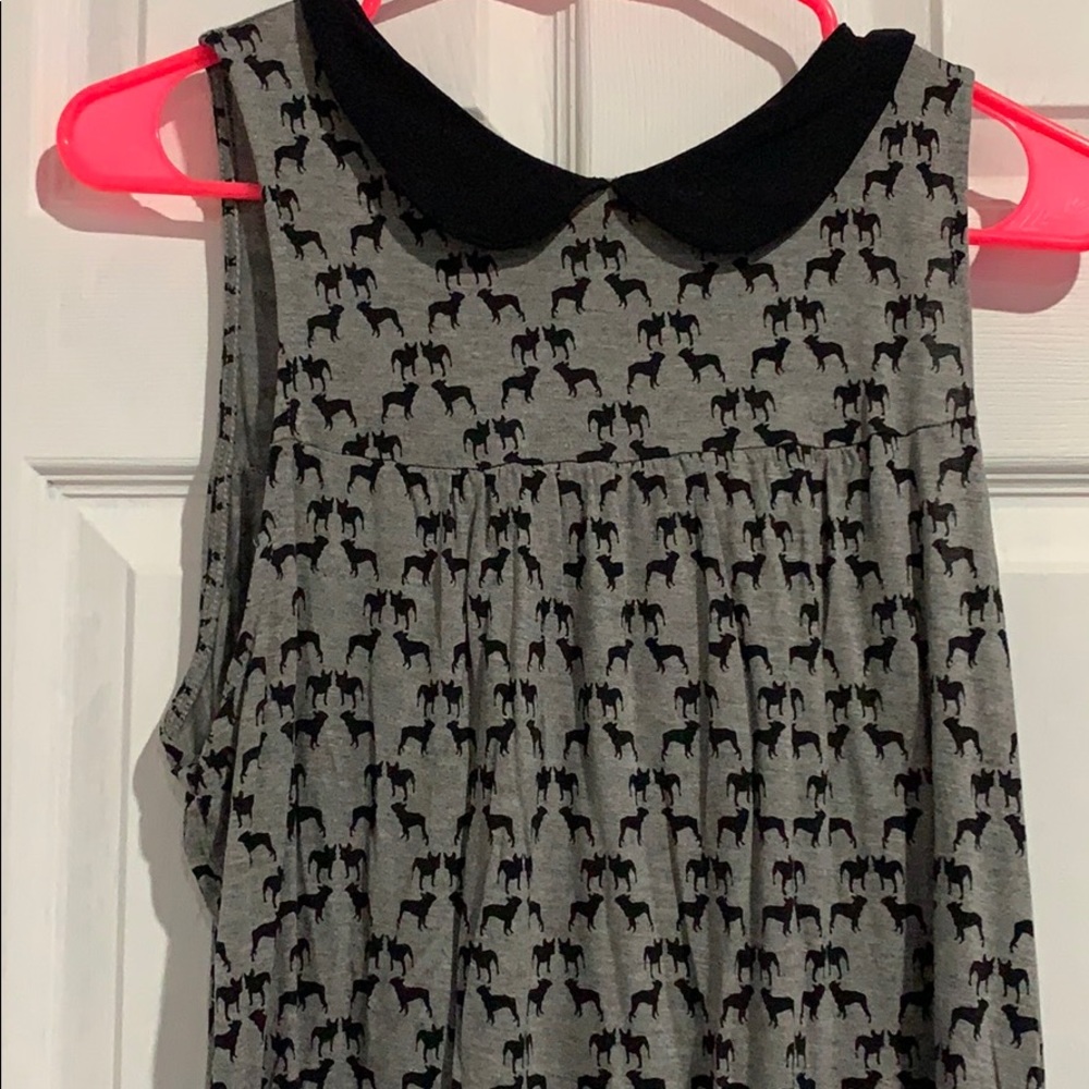 Peter Pan collar soft tank French bulldog print